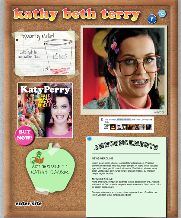 Katy Perry Mockup / Splash page