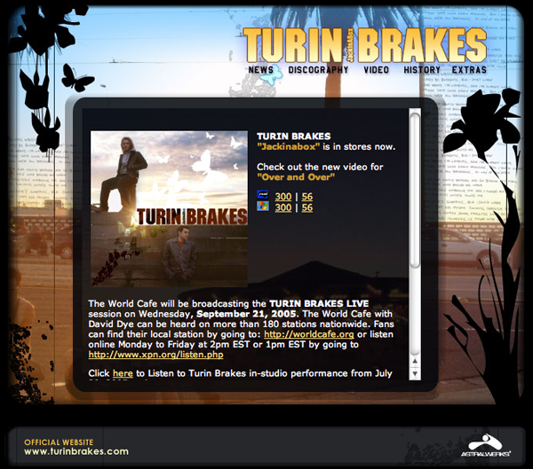 Turin Brakes Microsite