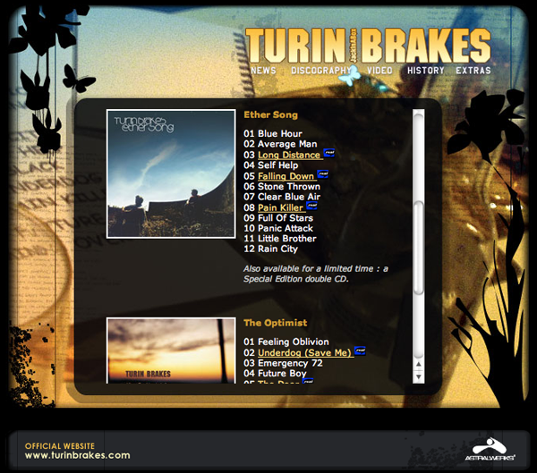 Turin Brakes Microsite