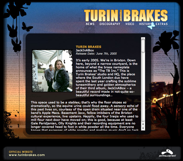 Turin Brakes Microsite